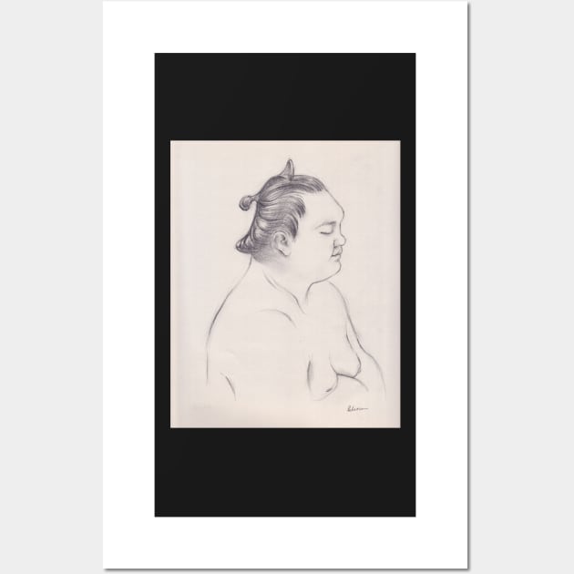 Calm Before the Storm - Pencil drawing of legendary sumo wrestler Hakuho Wall Art by tranquilwaters